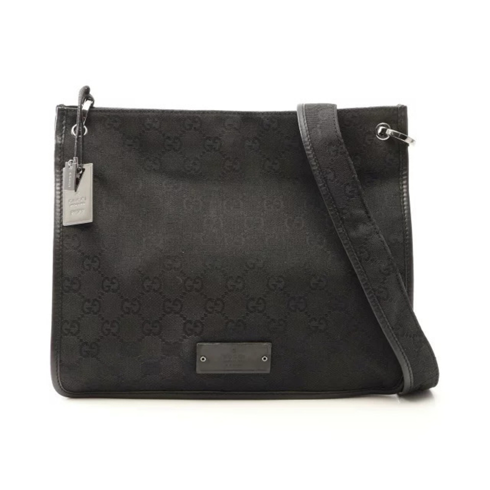 Gucci GG Canvas Shoulder Bag Leather Black